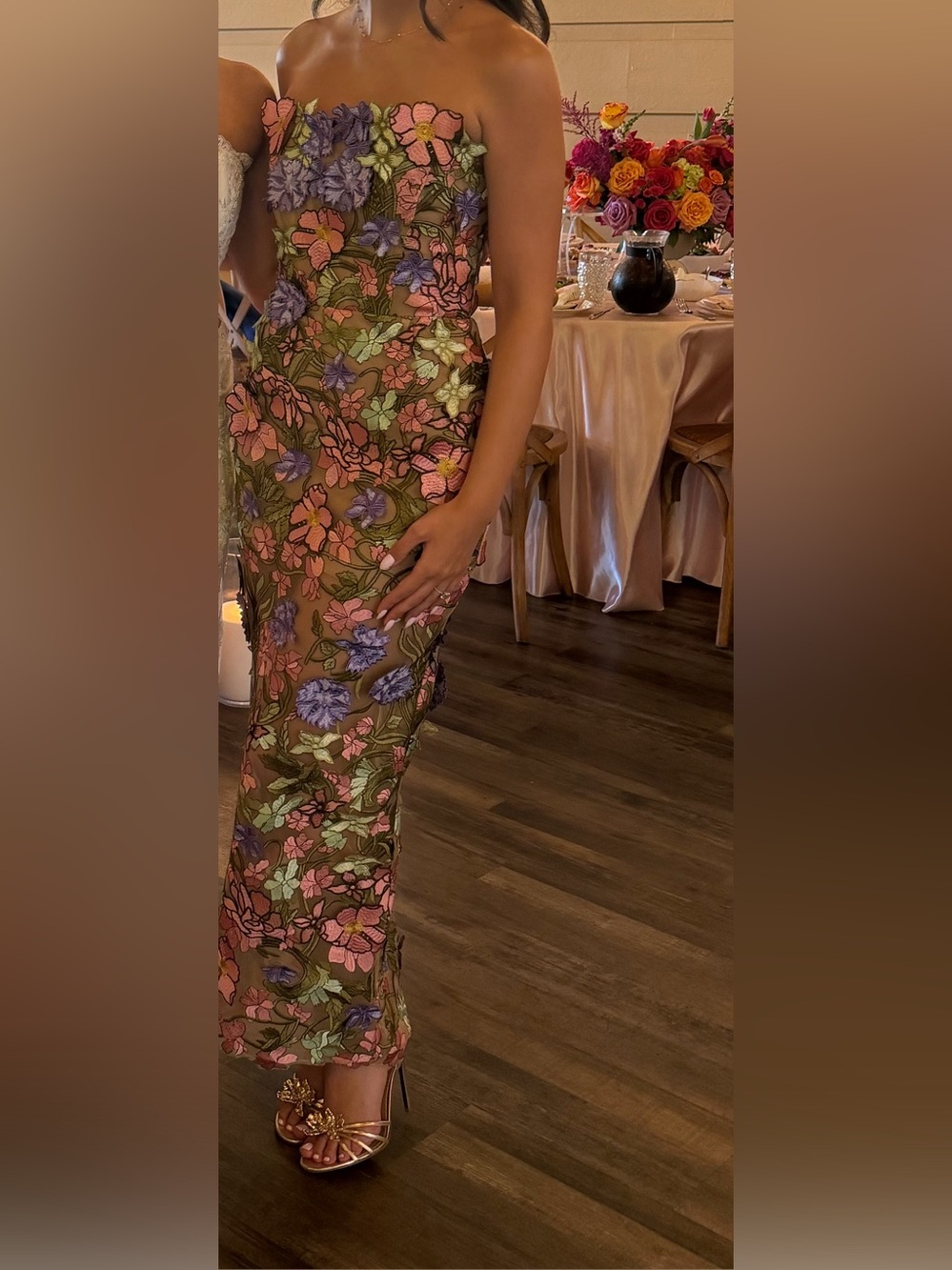 Bronx and Banco - Iris Floral Maraya Strapless Ankle Dress - Picture 1 of 4